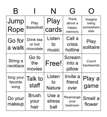 Coping Skills Bingo Card 1 Bingo Card