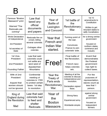 period 3 review 1 Bingo Card