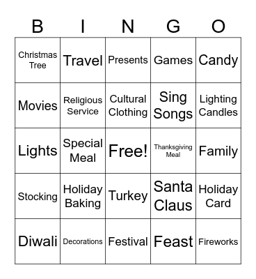 Holiday Party Bingo Card