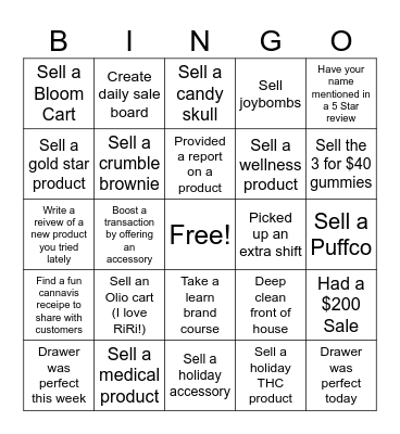 Green House Holiday Bingo Card