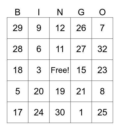 GSGCF Ice Breaker Bingo 1-32 Bingo Card