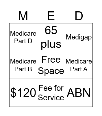 Medicare Bingo Card