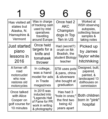 CLASSMATE BINGO Card