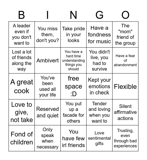 Juno Kinnie Bingo Card