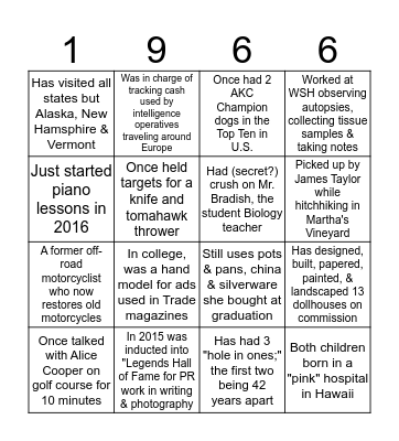 CLASSMATE BINGO Card