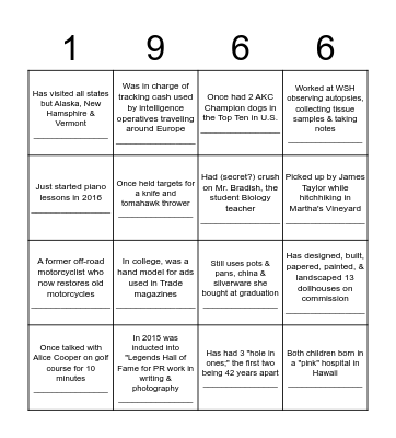 CLASSMATE BINGO Card