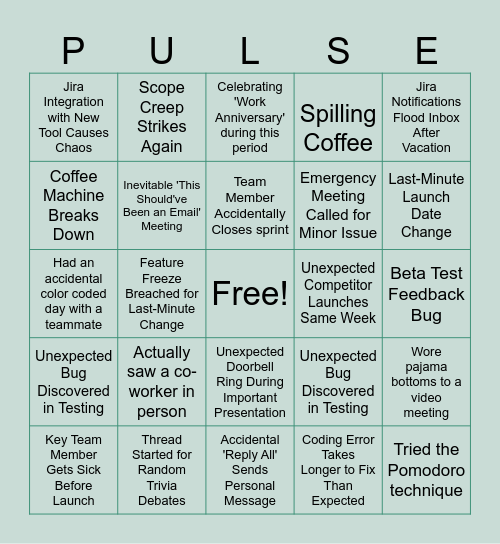 Pulse Bingo Card