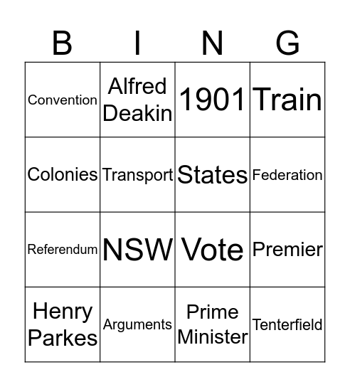 Federation Bingo Card