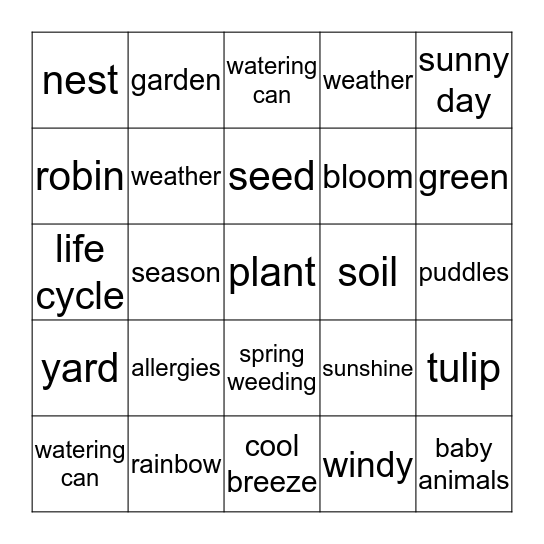 SPRING BINGO Card