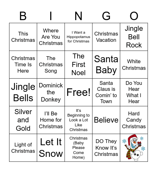 UTS IS XMAS Bingo Card