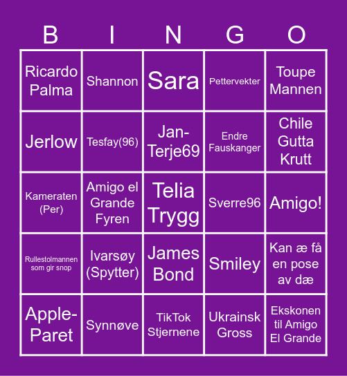 Telia Kjenning Bingo Card