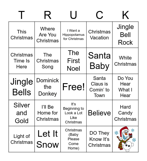 UTS IS XMAS BINGO Card