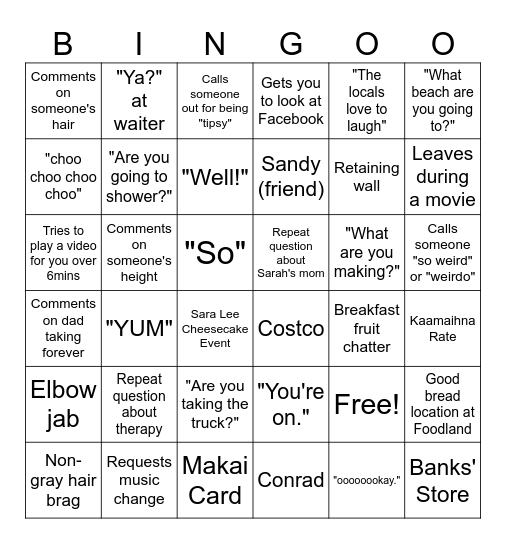 Holiday 2023 Bingo Card