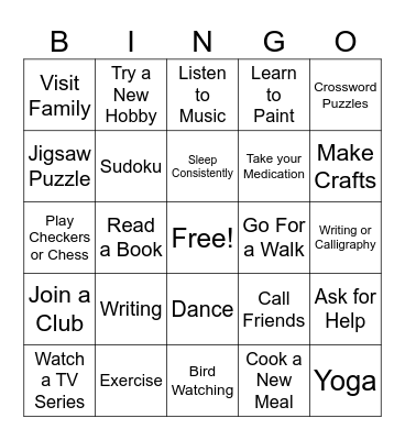 Seasonal Self Care Bingo Card