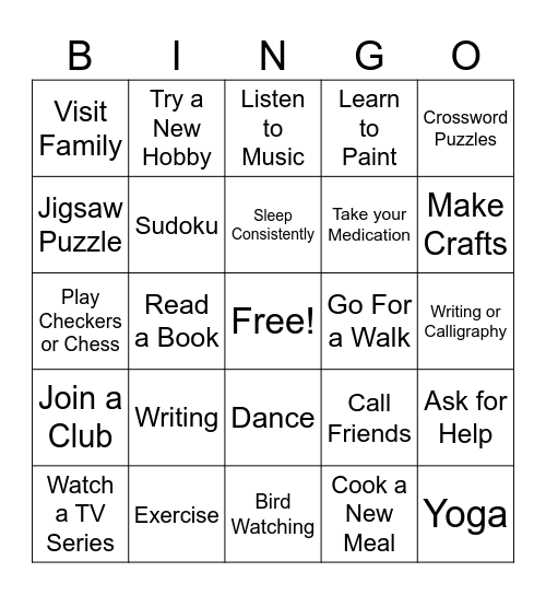Seasonal Self Care Bingo Card