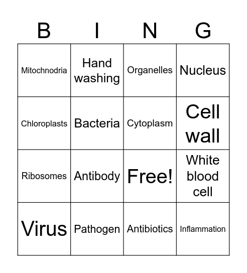 Immunology - Game 1 Bingo Card