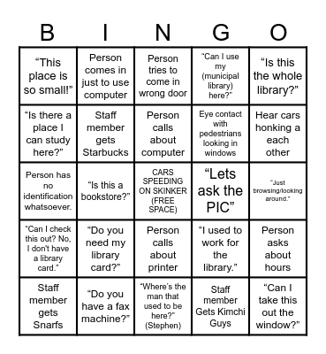 Charing Cross Bingo Card