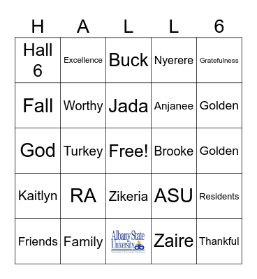 Dormsgiving!!! Bingo Card