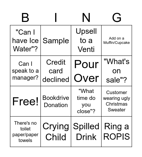 Black Friday Bingo Card