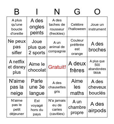 Trouve quelqu'un qui... Bingo Card