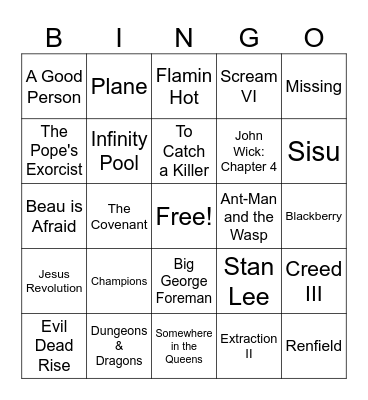 RTFF Movie Bingo Card