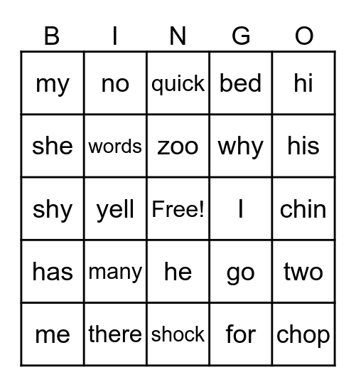 Letterland Unit 8   a  e  i  o  u  y Bingo Card