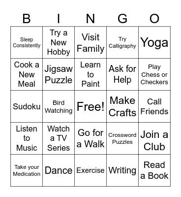Seasonal Self Care Bingo Card
