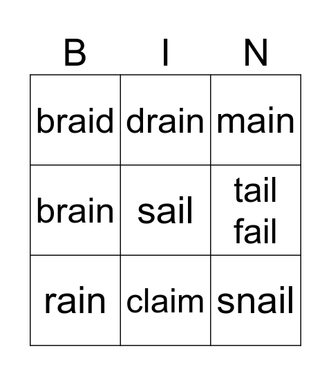 Spelling ai Bingo Card