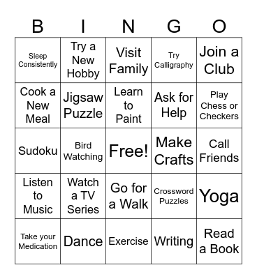 Seasonal Self Care Bingo Card