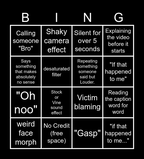 Sssniperwolf Bingo Card