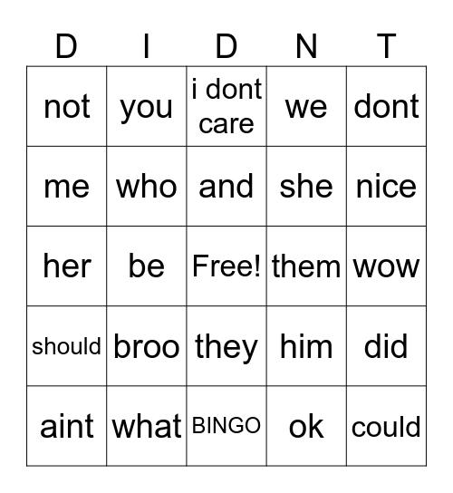 mrs.gois bingo Card
