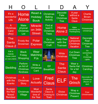 A Very Kelly Christmas Bingo Card