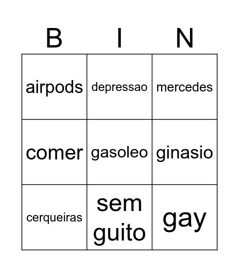 andre Bingo Card