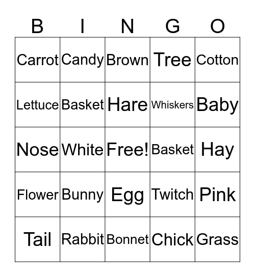 BUNNY BINGO Card