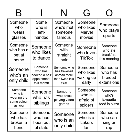 Human Bingo Card