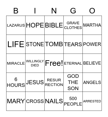 JESUS IS ALIVE BINGO Card