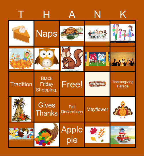 Thanksgiving feels Bingo Card