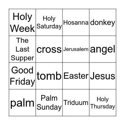 Easter Bingo Card