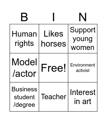 Miss Universe Bingo Card