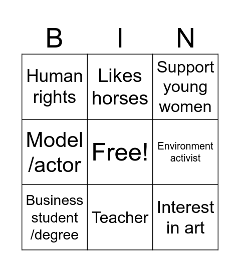 Miss Universe Bingo Card