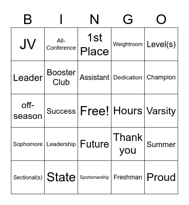 Awards Night Bingo Card
