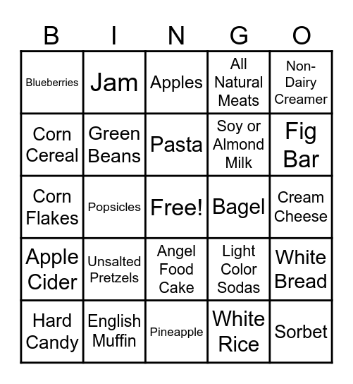 North Ave Holiday Low Phosphorus Bingo Card