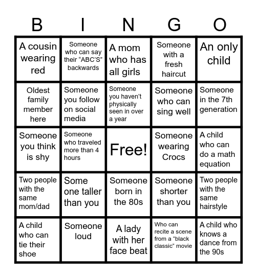 ✨FAMILY BINGO✨ Bingo Card