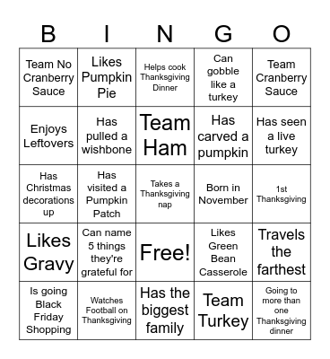 Friendsgiving Bingo Card