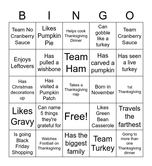 Friendsgiving Bingo Card