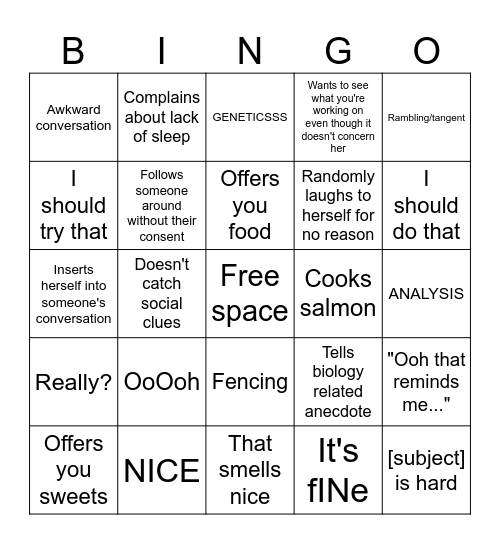 Bingus Bingo Card