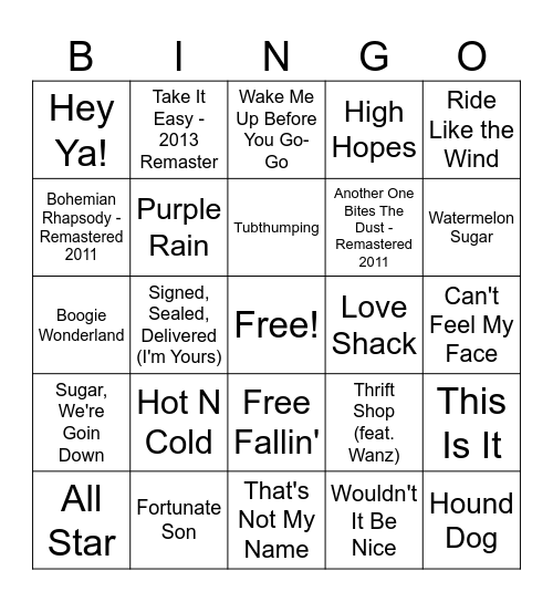 Thanksgiving Music Bing Bingo Card