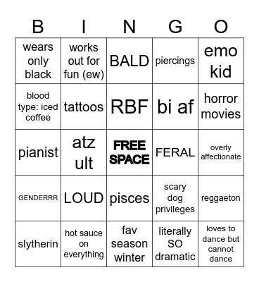 LIV !! 🖤 Bingo Card