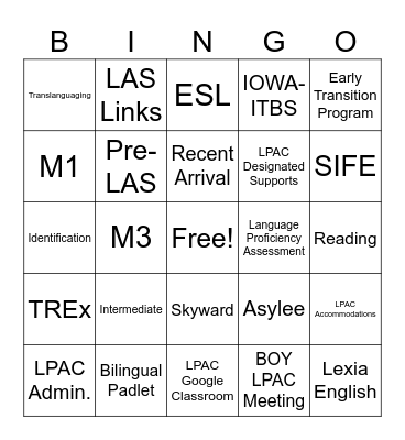 LPAC APPRECIATION Bingo Card