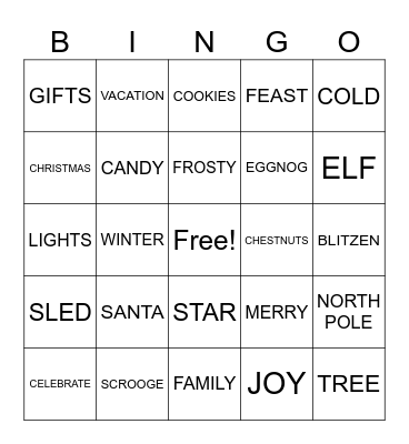 Holiday Bingo Card